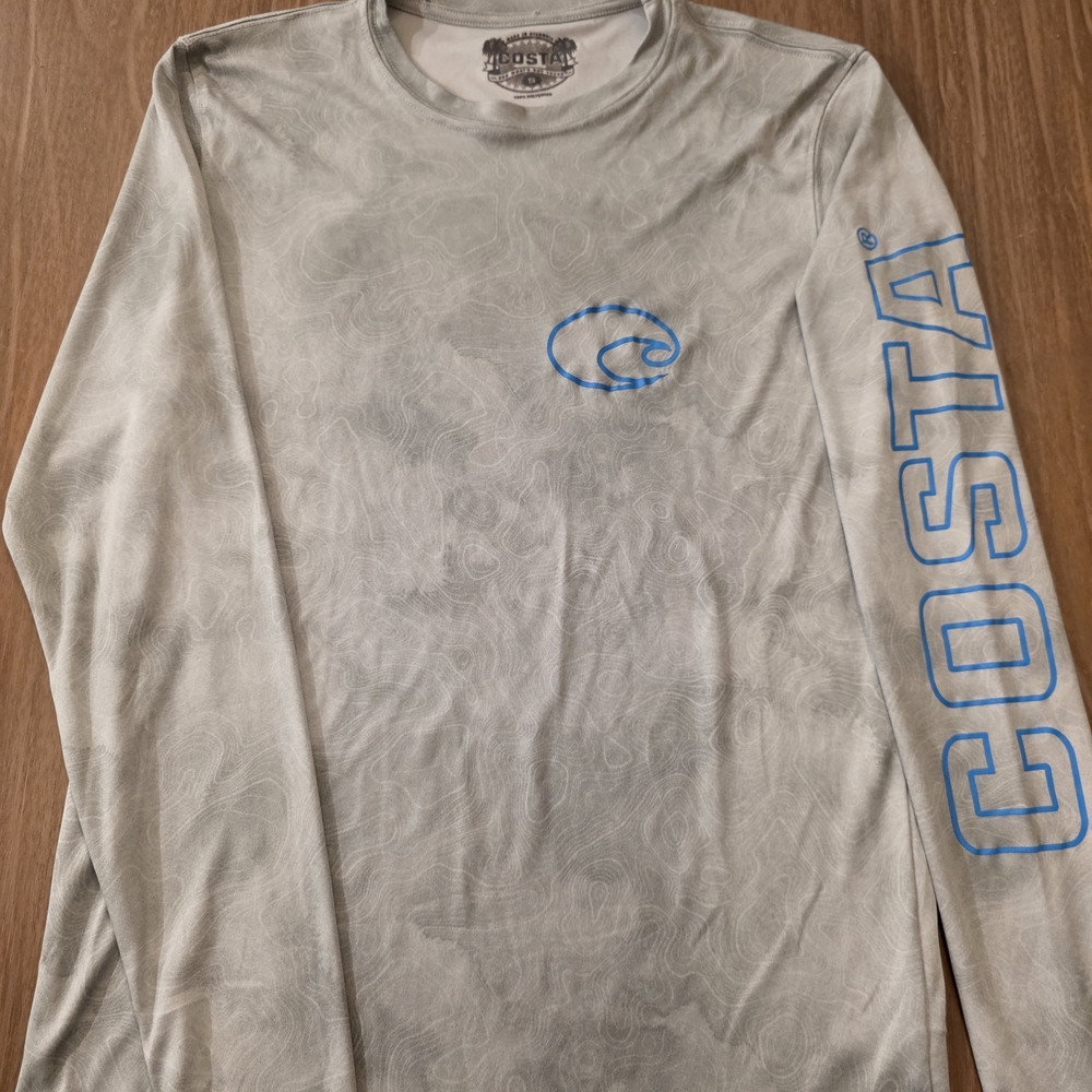 Costa White and Blue Long Sleeve Men's Tee